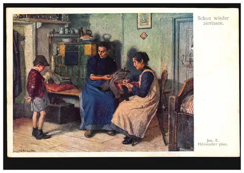 Künstler-AK Jos. E. Hörwarter: Schon wieder zerissen, OWEN 13.12.1912
