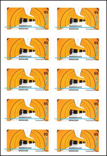 FB 100 station de métro Marienplatz Munich, feuillet 10x 3541, **