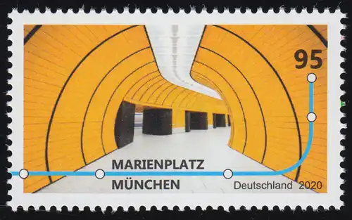 3538 U-Bahn-Stationen: Marienplatz München, nassklebend, postfrisch **