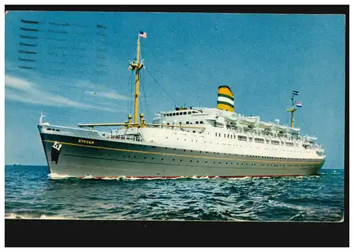 Foto-AK Schiffe: Reisedampfer S.S. RYNDAM, HOBOKEN 30.8.1956