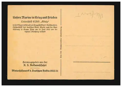 Foto-AK Schiffe: Versenkung der deutschen Flotte in Scapa Flow: S.M.S. König