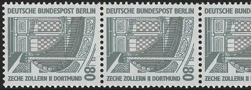 796 SWK 80 Pf 200er-Rolle, 5er-Streifen mit Nr., postfrisch **