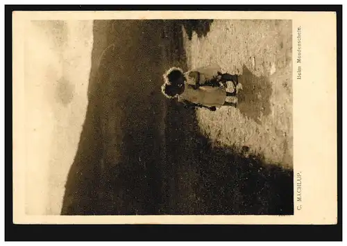 Künstler-AK C. Machlup: Beim Mondschein, AARGAU 26.8.1918 nach LANGNAU 26.8.18