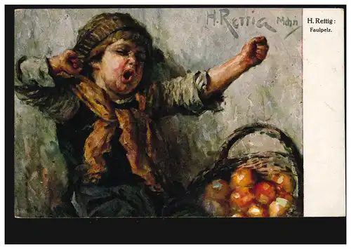 Künstler-AK H. Rettig: Der Faulpelz, STUTTGART 23.2.1919