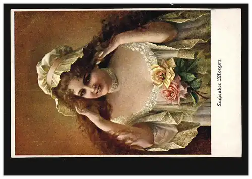 Künstler-AK Frauenportrait - Lachender Morgen, ungebraucht