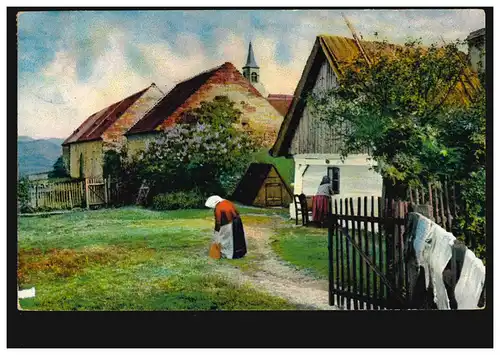 AK Landwirtschaft: Dorfidylle mit Bäuerin bei der Feldarbeit,LEIPZIG 13y 26.6.09