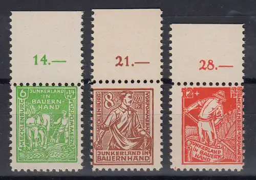 23-25 b Bodenreform Satz vom Oberrand, alle postfrisch ** geprüft Kramp BPP