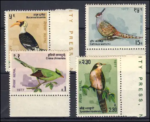 Nepal 346-349 Vögel, Satz ** postfrisch / MNH
