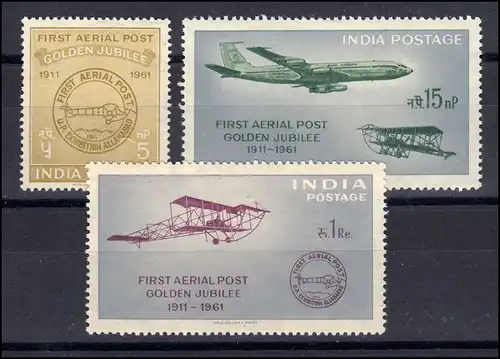 Indien 320-322 Flugpost / Luftpost, Satz ** postfrisch / MNH