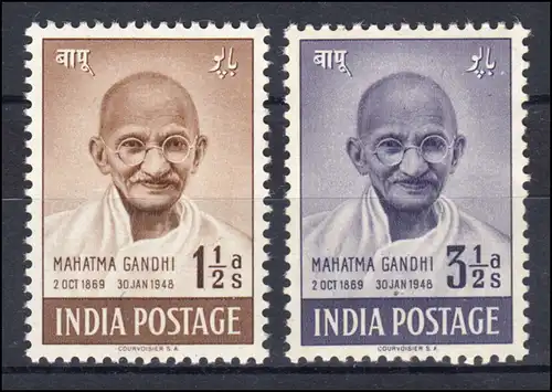 Inde 187-188 Gandhi, deux valeurs ** post-fraîchissement / MNH