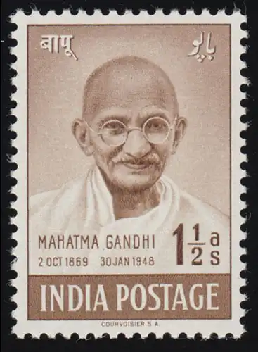 Inde 187 Gandhi marque unique ** post-fraîchissement / MNH