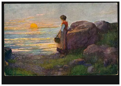 AK O. Könger: Coucher de soleil, MANNHEIM 21.1.1918