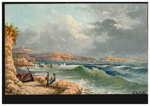 Künstler-AK L.M. Galea: Malta - St. Paul's Bay, ungebraucht