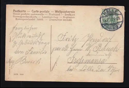 Bateaux AK Artiste: Enfants sur un bateau avec des roses, HALLE/SAALE 15.7.1910