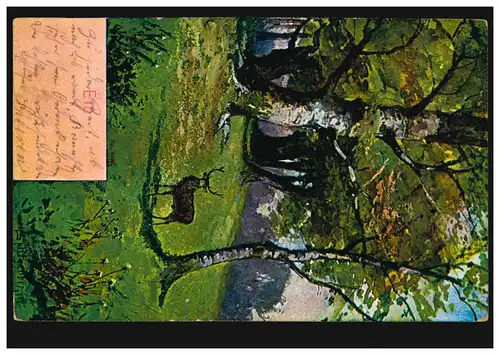 AK animaux d'artiste: Été - Hirsch dans les bois, AACHEN 9.11.1901 à Monheim