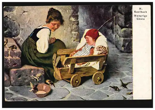 Artiste-AK H. Kaulbach: Les hôtes affamés Oiseaux en buvant, inutilisé vers 1920