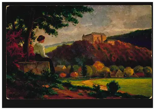 Künstler-AK W. Merker: Im Abendsonnenscheine, SAULGAU 20.11.1922