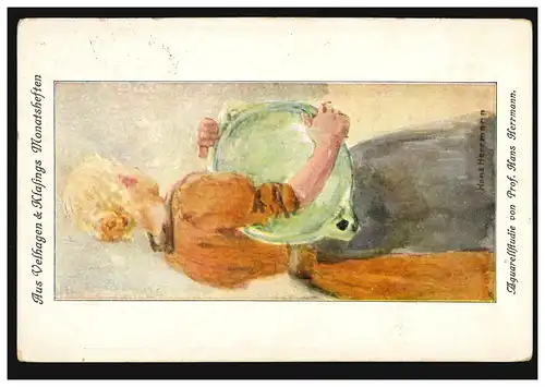 AK Aquarelle Etude d'artiste par le professeur Hans Herrmann, STUTTGART 29.1.1916