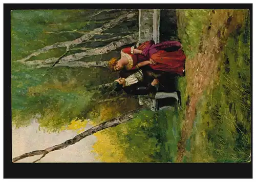 Künstler-AK E. Schneider: Liebeswerben, gelaufen 1937 nach Wien