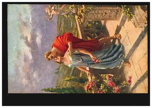 Künstler-AK Der erste Kuss, Verlag Alberto Traldi Milano Nr. 3810, ungebraucht