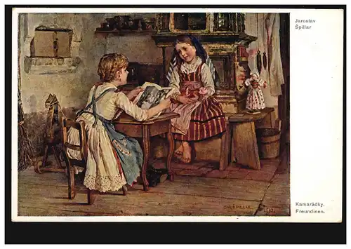 Künstler-AK Jaroslav Spillar: Freundinnen, Verlag Minerva, Prag, ungebraucht