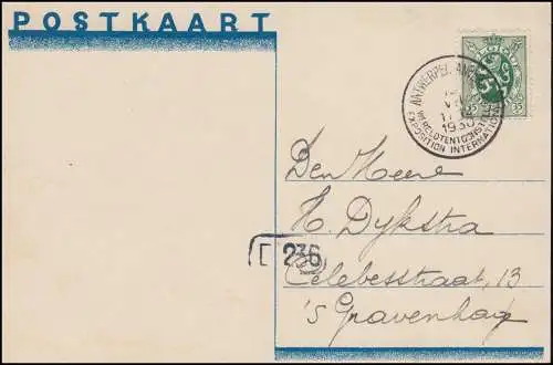 Carte postale Exposition universelle Colonies Navigation Art flamand ANTWERPEN 1930