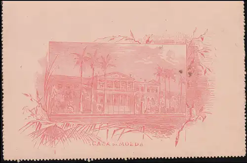 Brasilien Kartenbrief Blau 15.11.1893 Rot Casa de Moeda aus PALMEIRA 20.11.