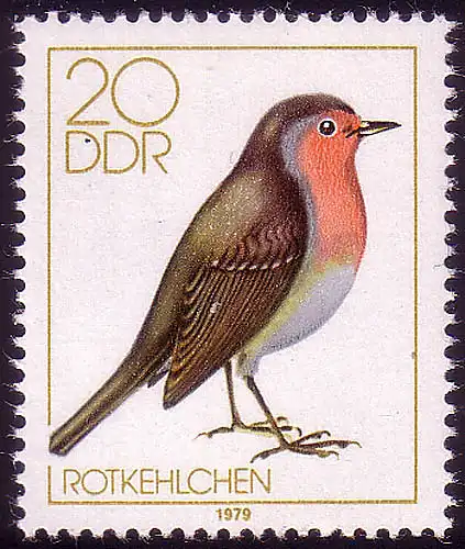 2390 Oiseau chanteur domestique 20 Pf Rotkehlchen **