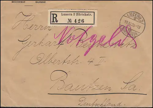 Suisse ZD S17+K22+ K25 Tellknabe et TelL avec arbalète R-Lettre LUZERN 19.11.26