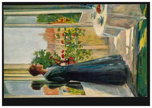 AK Artiste Astrid Kjellberg-Juel: Dimanche matin - Femme à la fenêtre, inutilisé