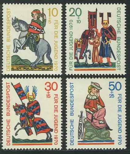 612-615 Jugend Minnesänger 1970, Satz postfrisch **