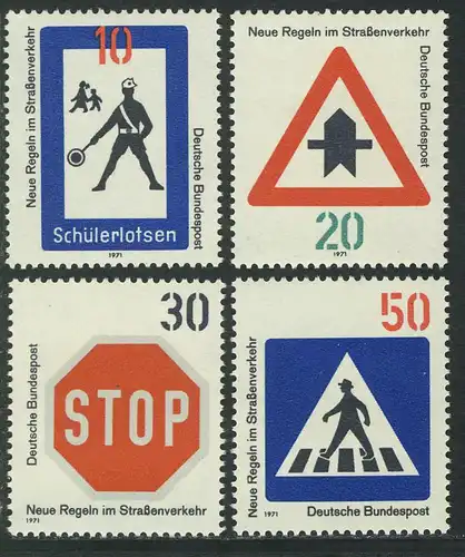 665-668 Neue Regeln im Straßenverkehr I 1971, Satz postfrisch **