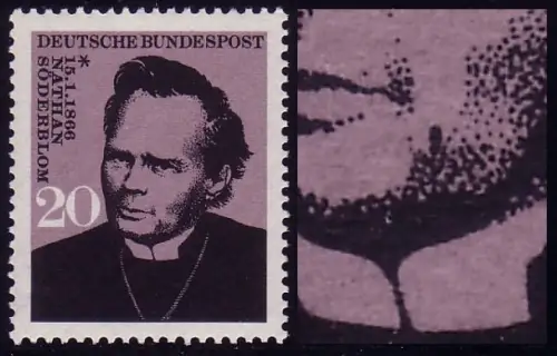 504II Bleu de Söderblum avec PLF II: tache noire à droite de la bouche, champ 17, **