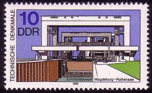 3204 Technische Denkmäler Schiffshebewerk 10 Pf 1988 IV, postfrisch **