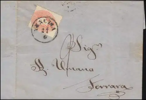 Lombardei/Venetien 12 Franz Josef Soldi EF Brief VENEZIA 27.6.1861 nach FERRARA
