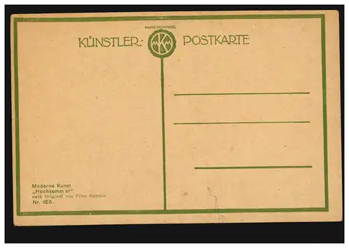 Künstler-AK Fritz Gärtner: Hochsommer, Künstler-Postkarte 155, ungebraucht 