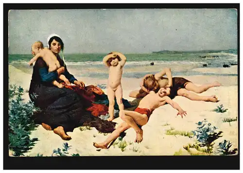 Künstler-AK Demont-Breton: Am Strande, ungebraucht, um 1920