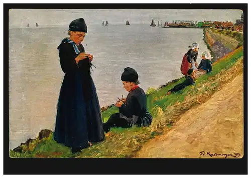 AK Artiste F. Kallmorgen: Enfants de pêche hollandais, couru en 1919