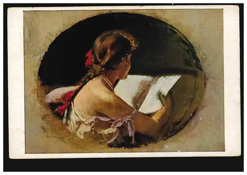 Künstler-AK B. Zickendraht: Lesendes Mädchen, ungebraucht, um 1920