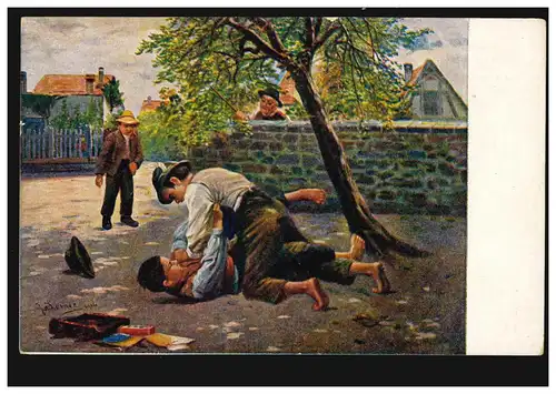 Künstler-AK Jos. Lomee: Schlimme Buben, ungebraucht