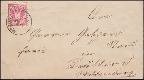 46 Aigle double imprimé sur lettre BREGENZ 15.11.1885 vers LEUTKIRCH 18.11.85