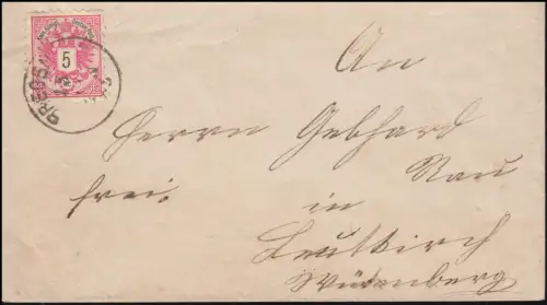 46 Aigle double imprimé sur lettre BREGENZ 15.11.1885 vers LEUTKIRCH 18.11.85