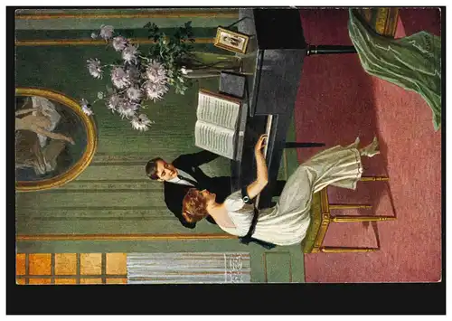 Künstler-AK E. Meier: Das Lieblingslied - Liebespaar am Klavier, ungebraucht