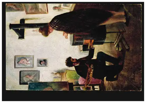 Künstler-AK G. Drössler: Ein kalter Tag im Atelier, Moderne Galerie, ungebraucht