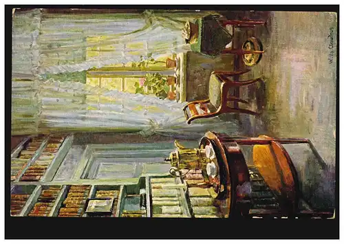 Künstler-AK Wilhelm Claudius: Sonntagsfrieden - Die gemütliche Ecke, ungebraucht