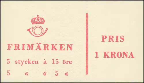 Markenheftchen 1ab Ziffer / König Gustav VI. Adolf - mit Heftchenblatt 3, **