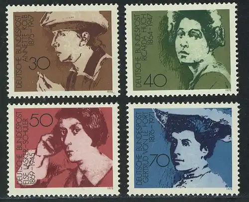 826-829 Bedeutende Frauen: Schriftstellerinnen 1975, Satz ** / MNH