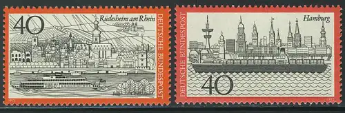 761-762 Tourisme Hambourg et Rüdesheim 1973, ensemble frais de port **