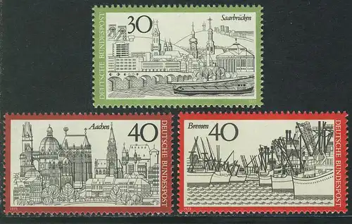 787-789 Fremdenverkehr Saarbrücken, Aachen, Bremer Hafen 1973, Satz **