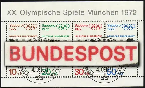 Bl.6 Olympiade 1972 mit PLF zwei grüne Flecken im B, ESSt Bonn 4.6.1971